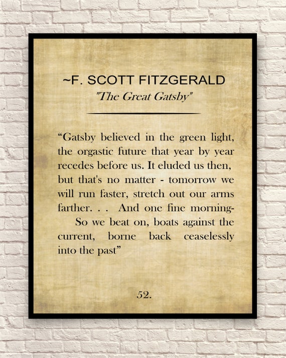 The Great Gatsby Art Print F. Scott Fitzgerald Quote Custom  Etsy