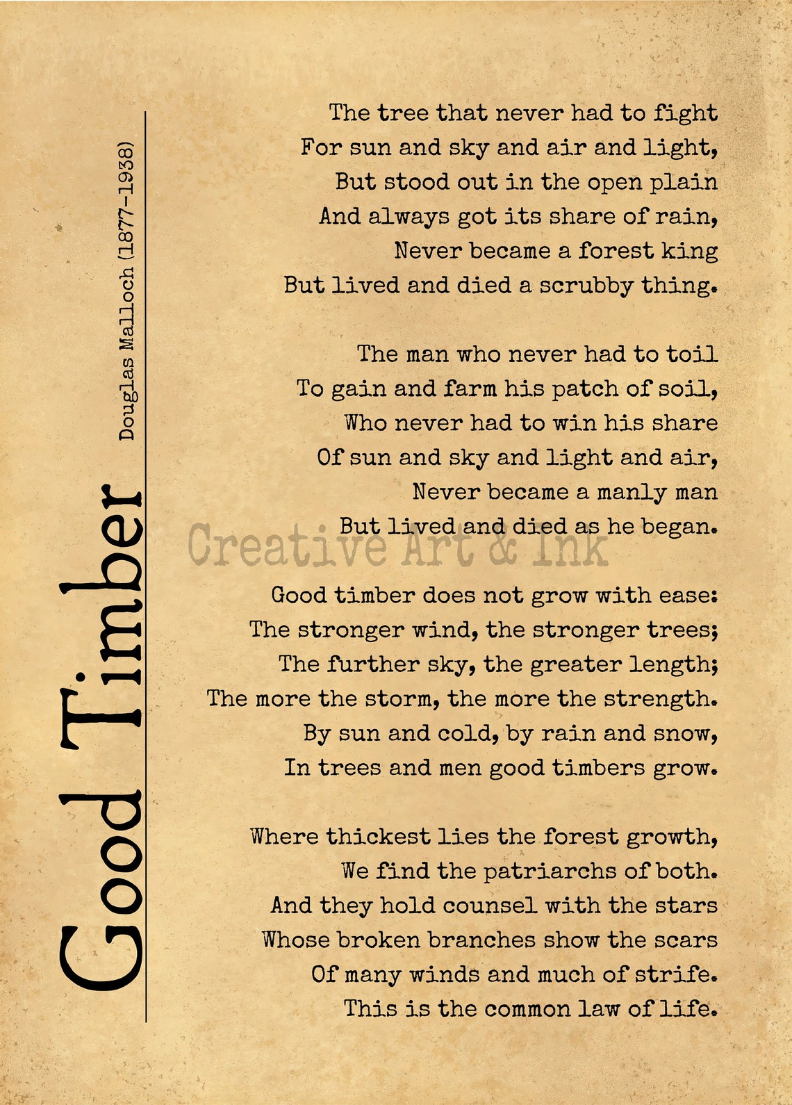 Good Timber Poem Good Timber Gift Poetry Art Print Poetry | Etsy