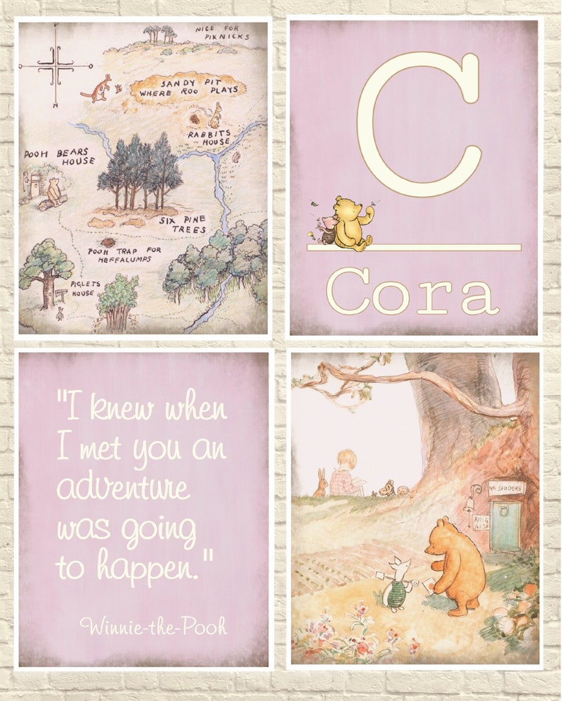 Classic Winnie the Pooh Wall Art Art Print Set 100 Acre - Etsy