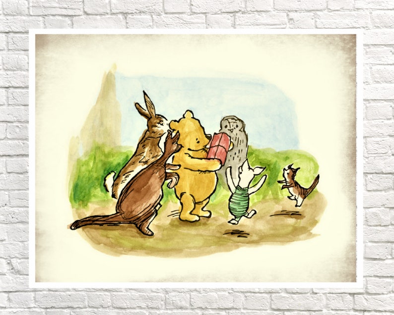 Classic Winnie The Pooh Wall Art Winnie the Pooh Art Print | Etsy