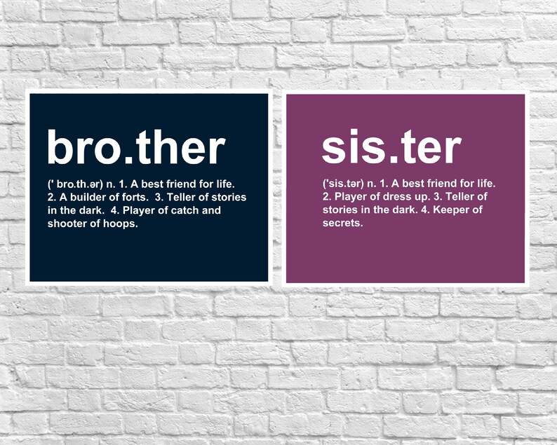 Brother Definition Sister Definition Sister Art Print Etsy