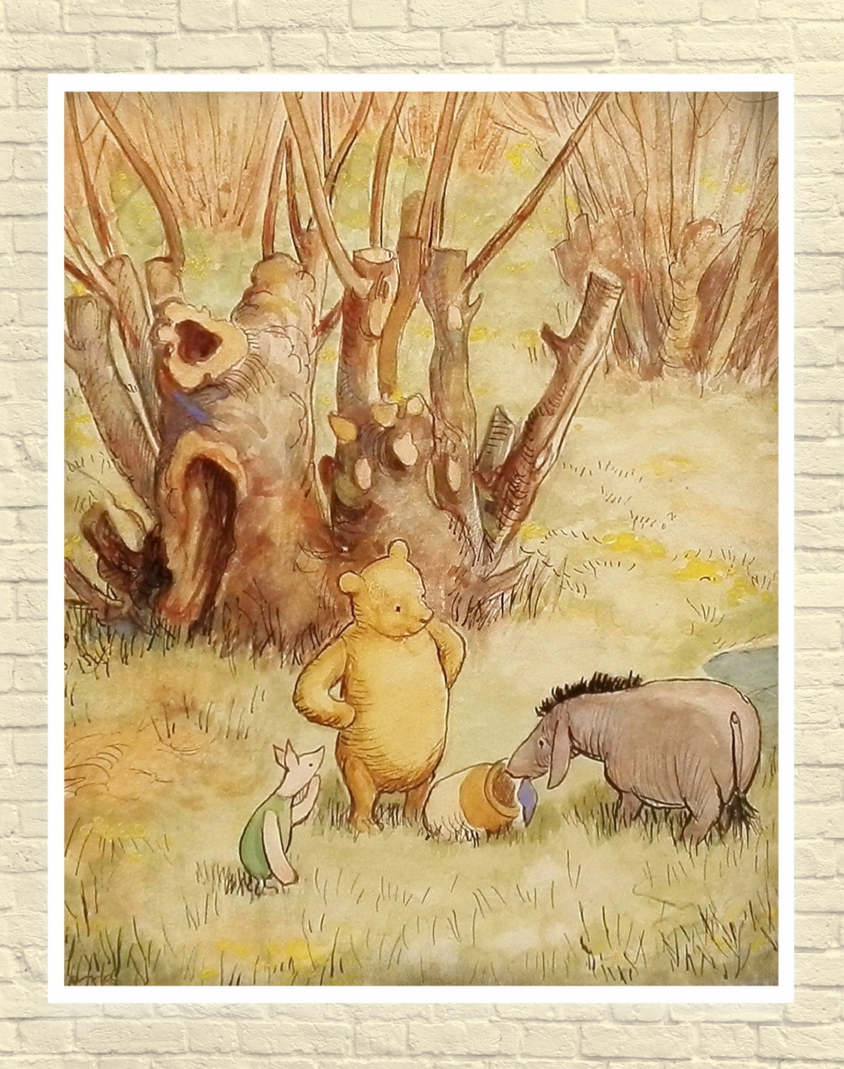 Classic Winnie The Pooh Wall Art Winnie the Pooh Art Print | Etsy