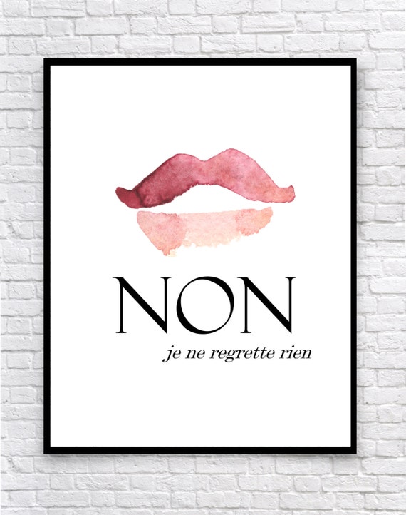 Non Je Ne Regrette Rien Typographic Art Wall Art Wall Etsy