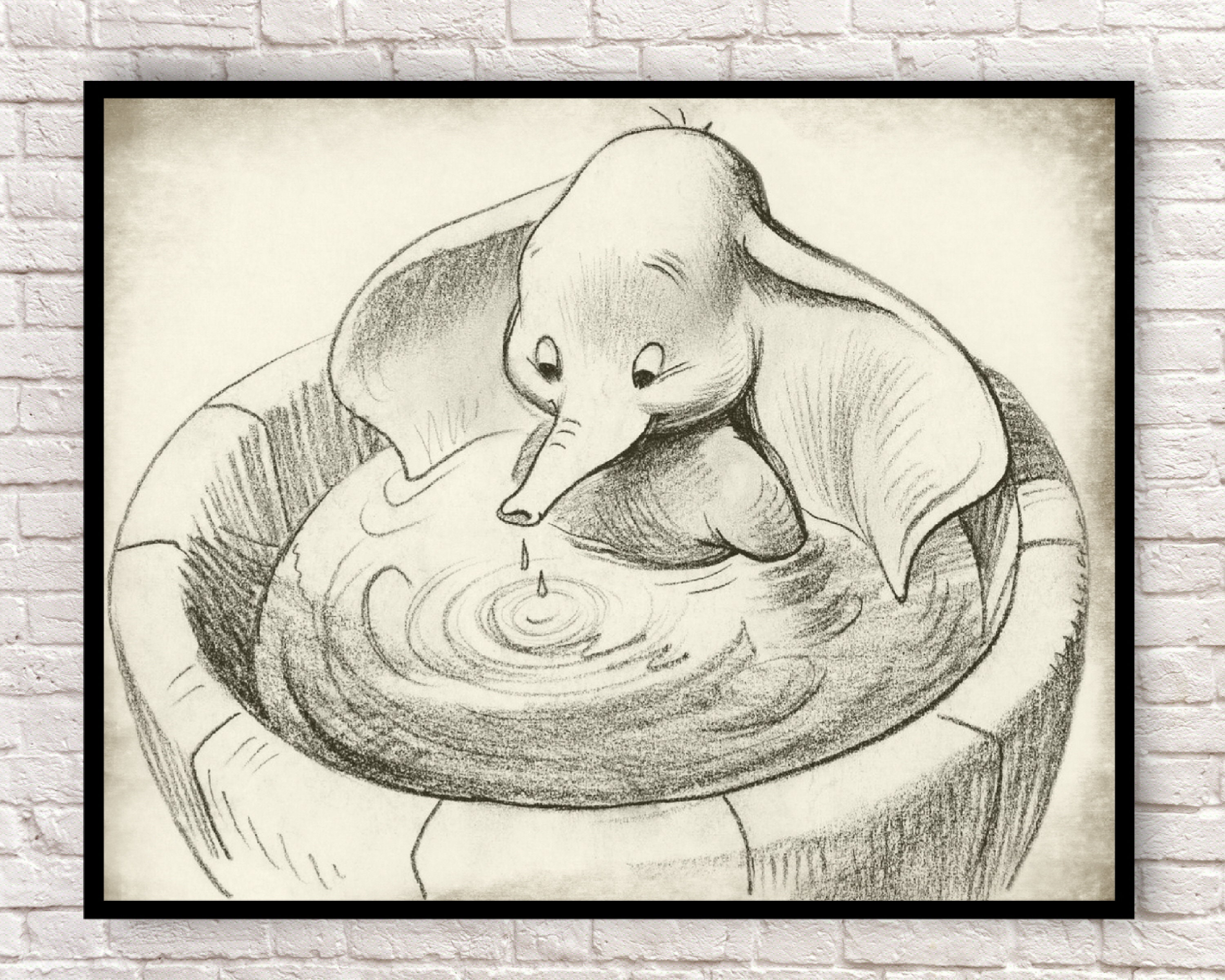 Dumbo, Dumbo Wall Art, Dumbo Art Prints, Vintage Dumbo Prints, Vintage Dumbo Drawings, Dumbo Vintage Production Drawing, Elephants,