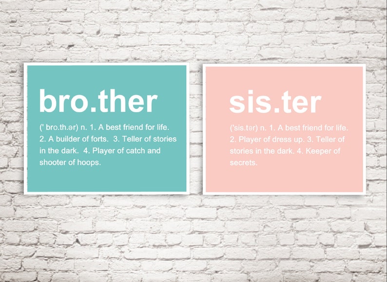 Brother Definition Sister Definition Sister Art Print Etsy