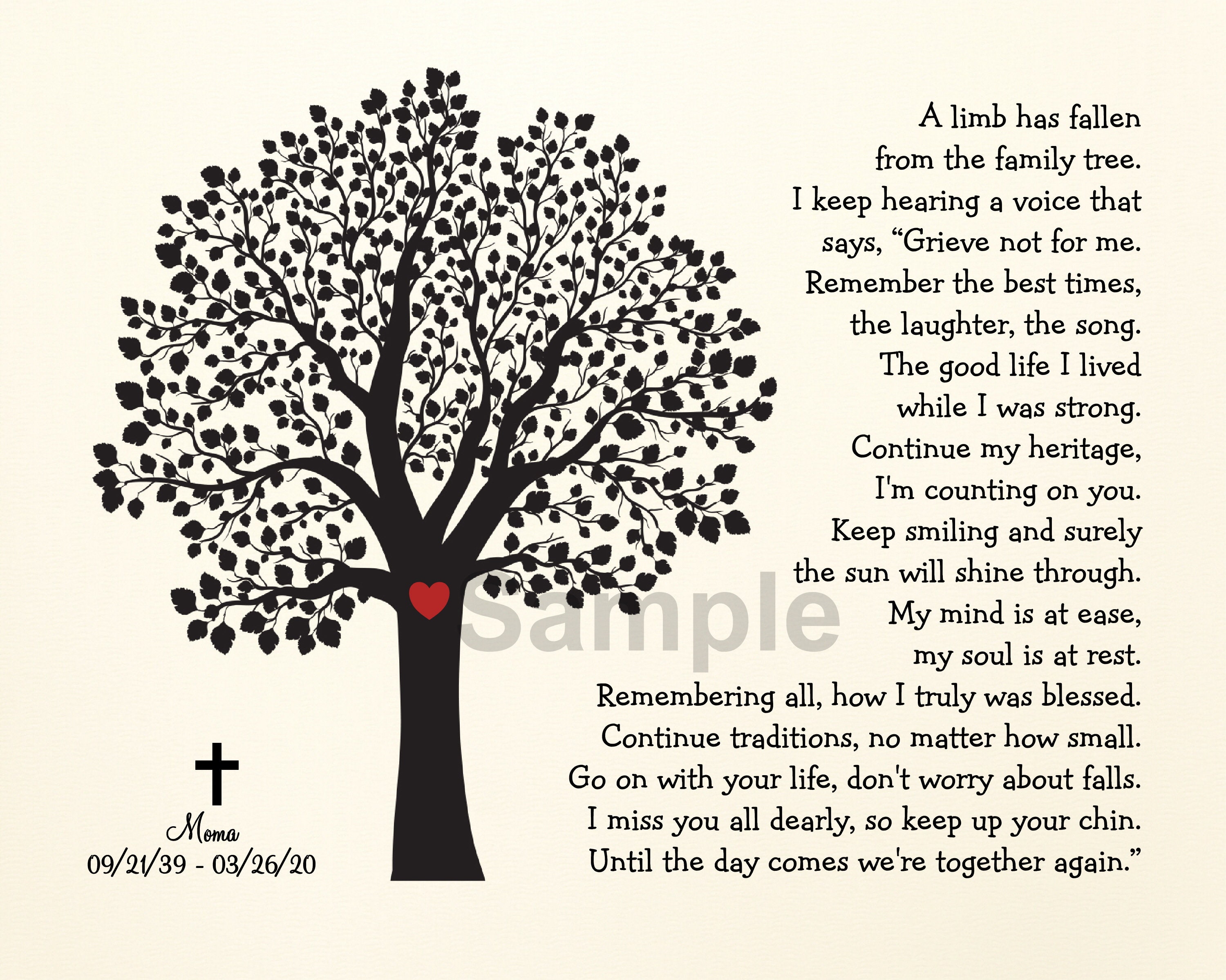 Memorial Gift Art Print Poetry Print Literary Print A Limb - Etsy