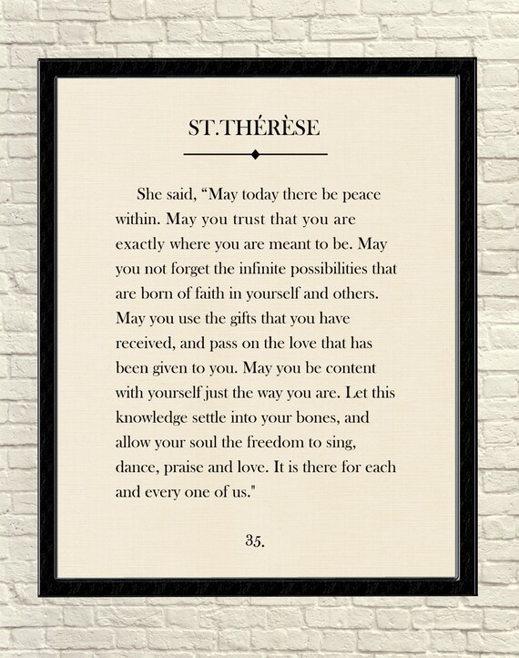 St. Therese Quote Print Literary Print St Therese Art Print Etsy