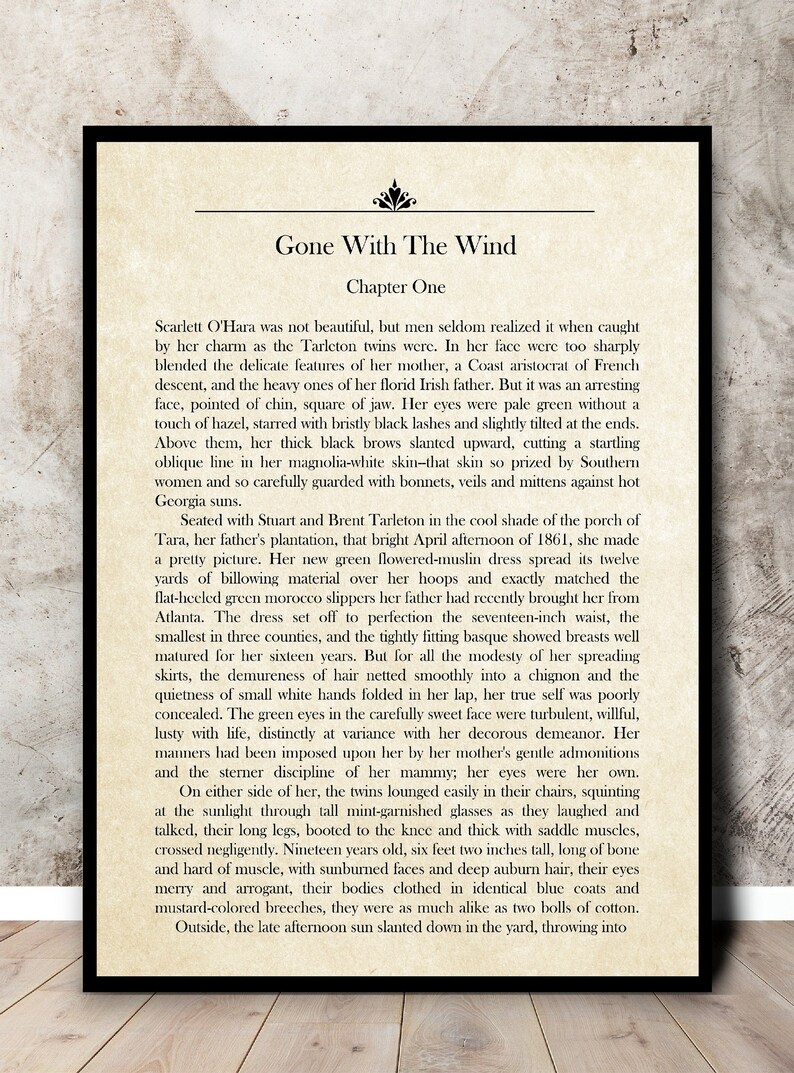 Beauty In A Click Chapter 1 Book Page Print Gone With The Wind Chapter One Margaret | Etsy