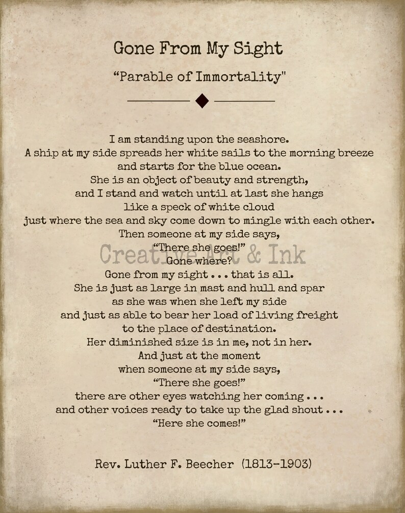 Gone From My Sight Grief and Loss Poem What is Dying Rev Etsy