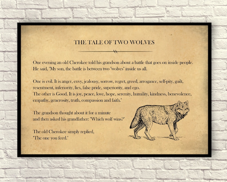 Custom Print. Tale of Two Wolves Book Page Print Book Page | Etsy