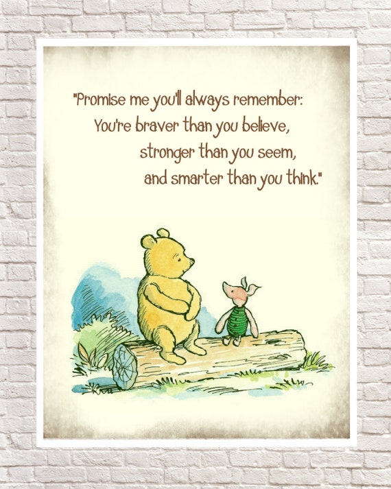 Winnie the Pooh Dictionary Art Print Picture Poster Classic Vintage Braver Quote