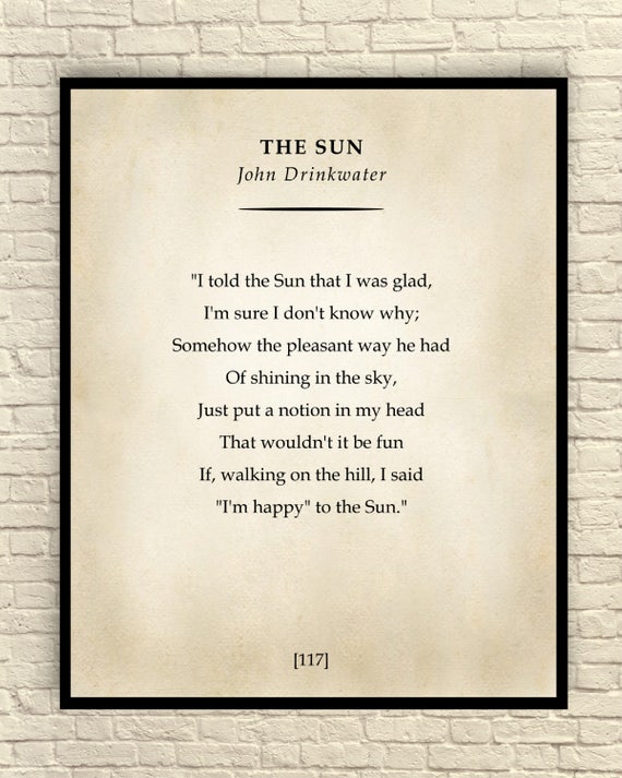 Custom Poem Wall Art Custom Poem Art Print the Sun Poem Etsy