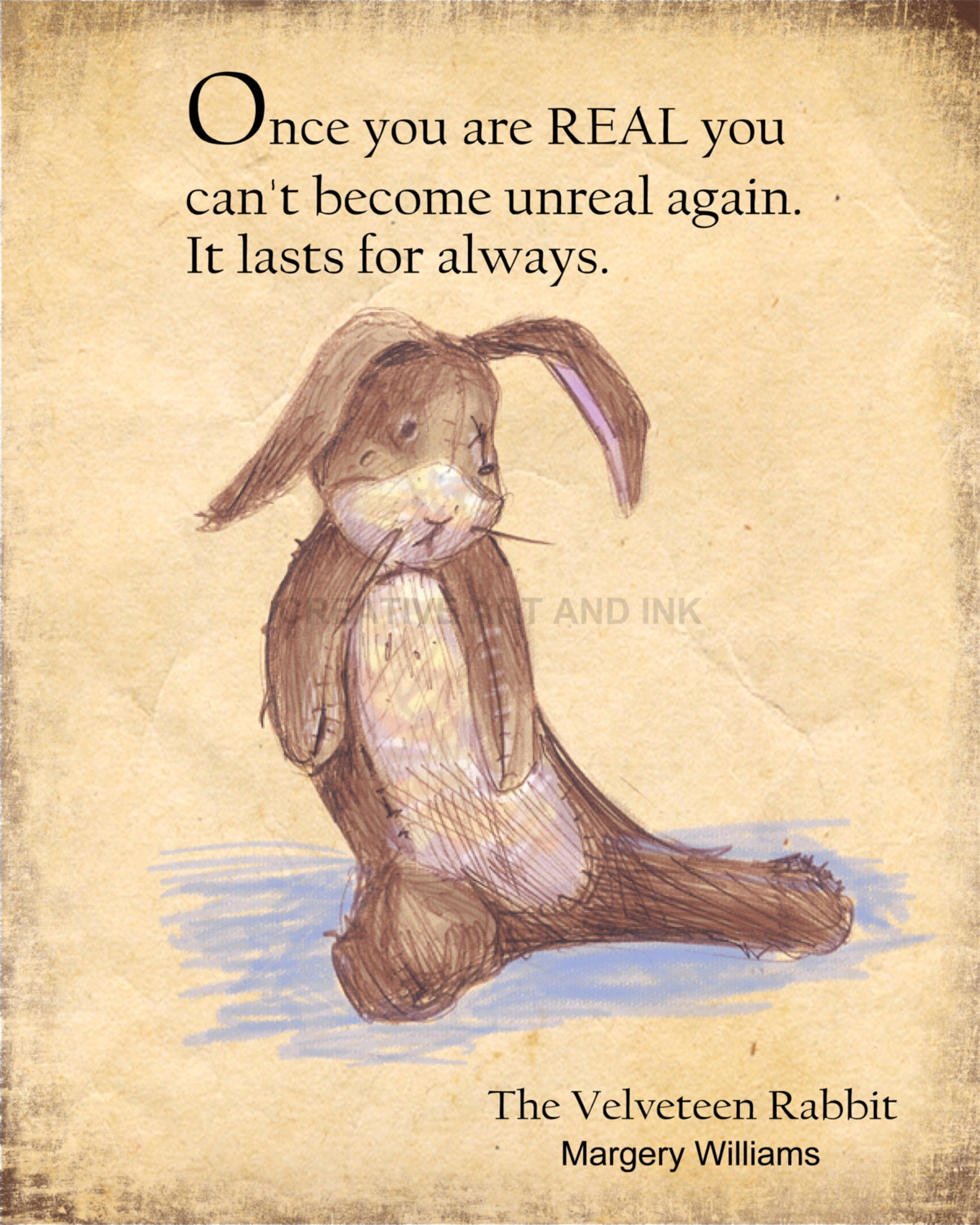 velveteen rabbit wall art velveteen rabbit art print margery etsy