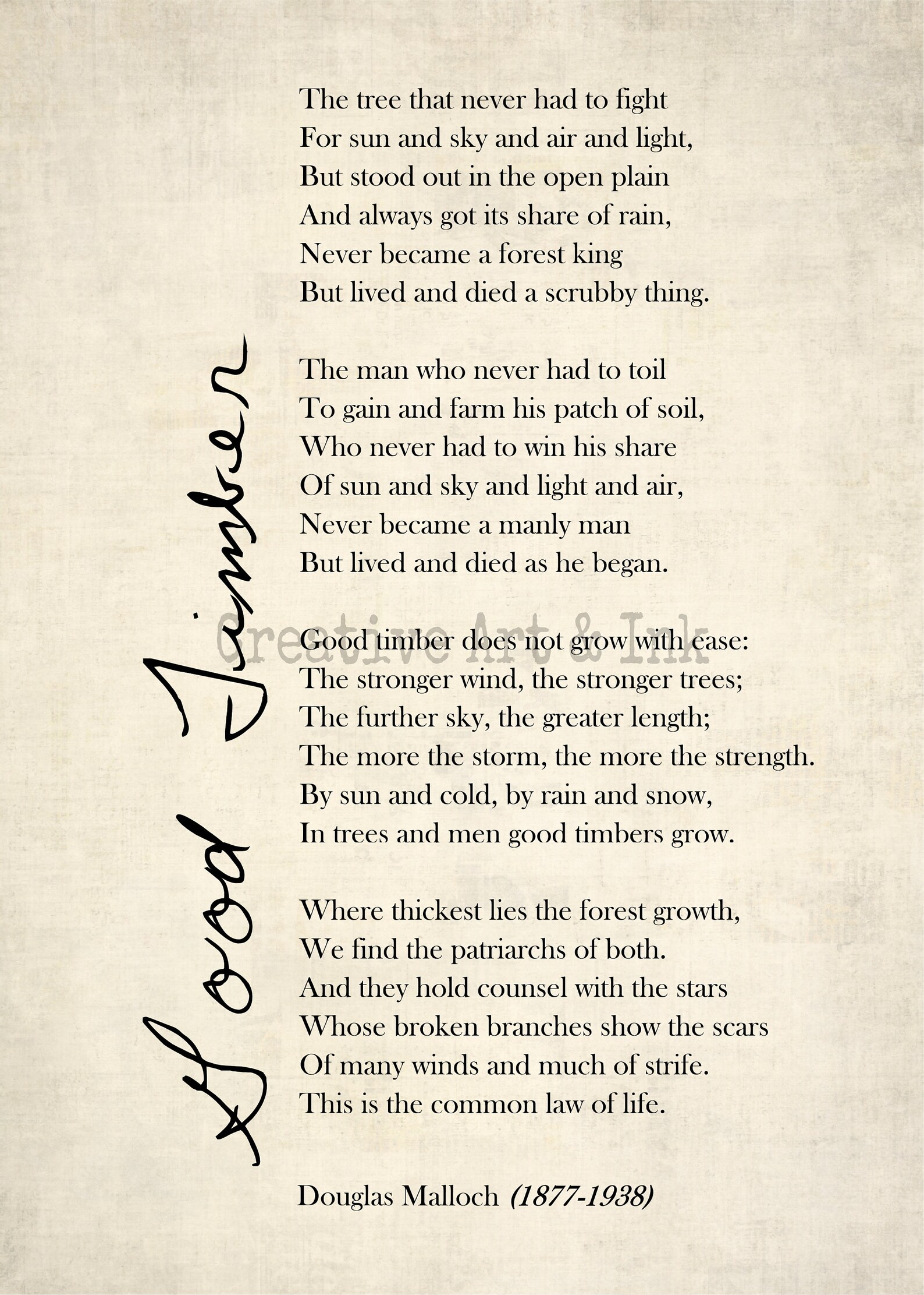 Good Timber Poem Good Timber Gift Poetry Art Print Poetry Etsy