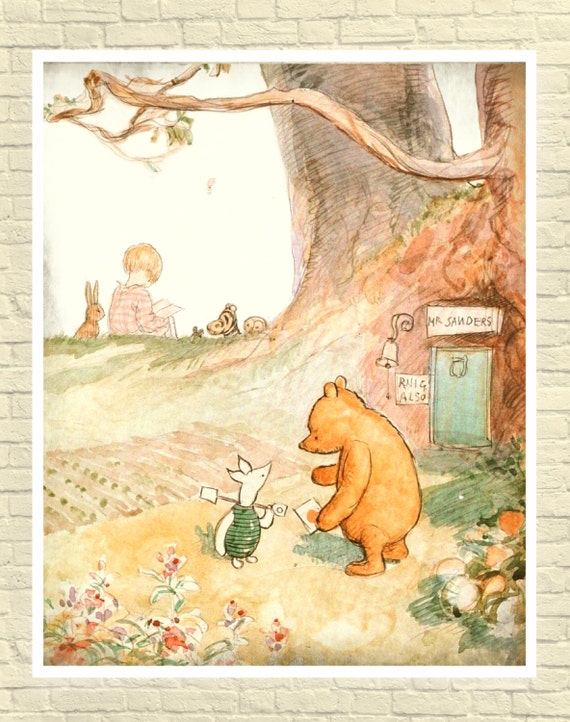 Classic Winnie The Pooh Art BUY 2 GET 1 FREE Kids Room Painting Pooh Bear Art Nursery Decor One-Of-A-Kind Art