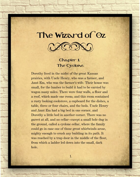 The Wizard Of Oz Art Print Wizard Of Oz Wall Art Book Page Etsy