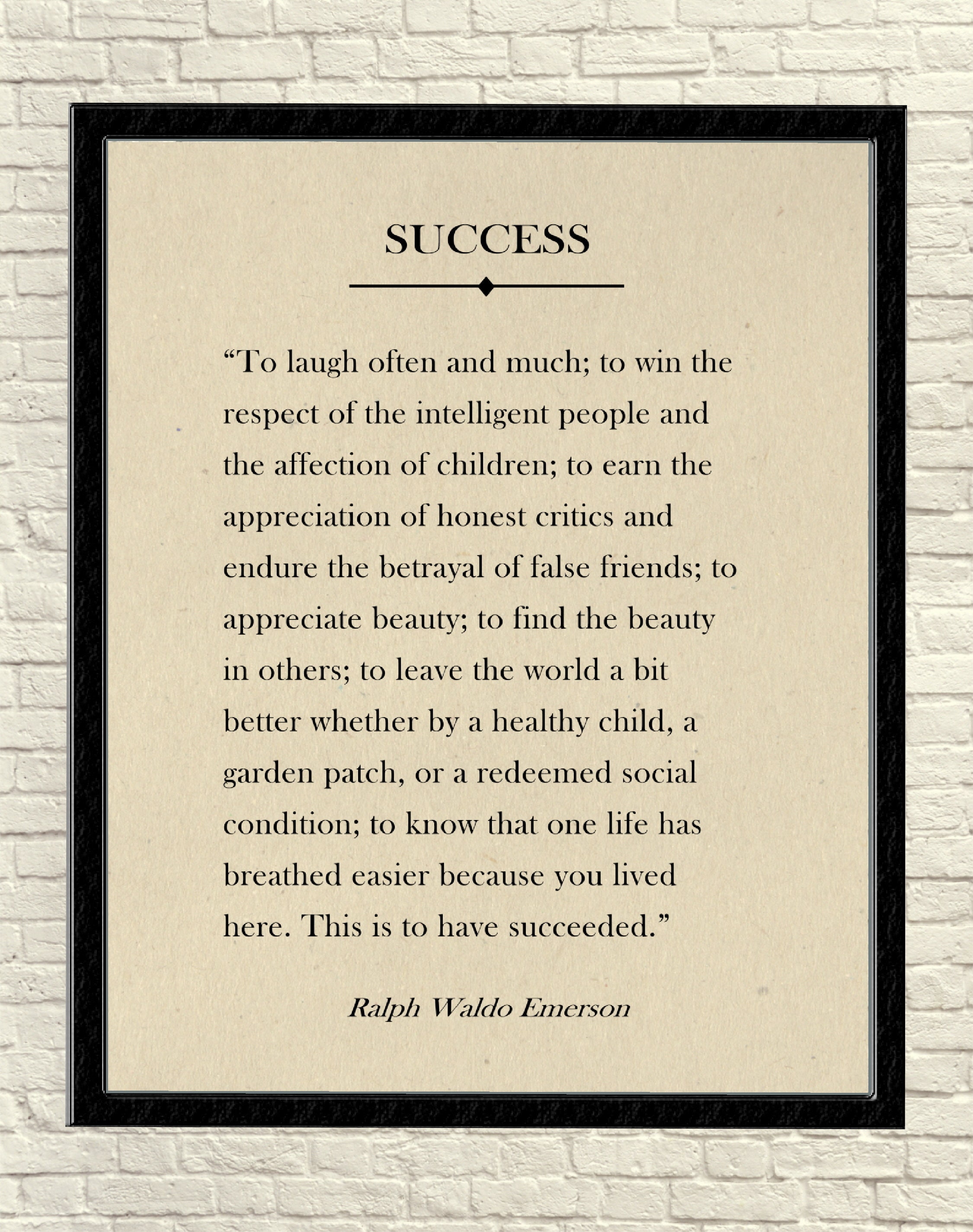Ralph Waldo Emerson Poem Success Quote Inspirational Quote Etsy