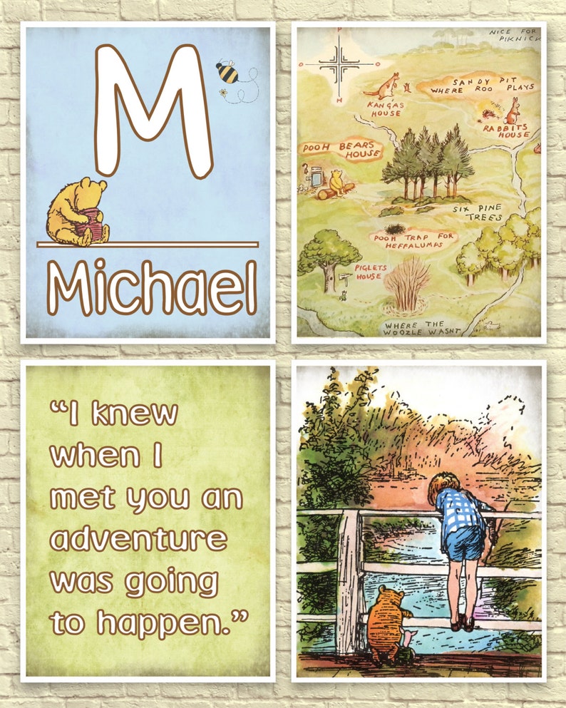 Classic Winnie The Pooh Wall Art Winnie the Pooh Art Print | Etsy