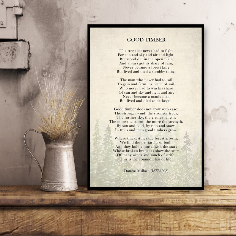 Good Timber Poem Good Timber Gift Poetry Art Print Poetry | Etsy