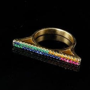 vintage modern multi gems pink blue topaz citrine 925 sterling ring
