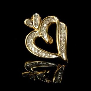 vintage diamond 10k yellow gold heart pendant