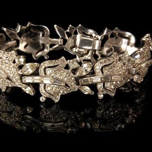 vintage mazer jomaz diamond rhinestone silver tone bracelet