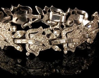 Vintage Mazer Jomaz Diamant Strass silber Ton Armband