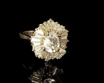 vintage art deco style diamond cubic zirconia cz 925 sterling ring