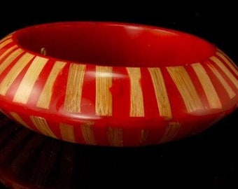 vintage deco style kjl kenn joy lane red lucite bamboo bangle bracelet