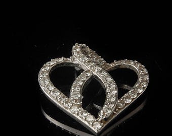 vintage MODERN diamond 14K white gold heart pendant