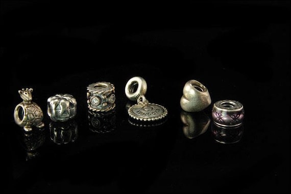 6 collection of pandora sterling charms beads - image 1