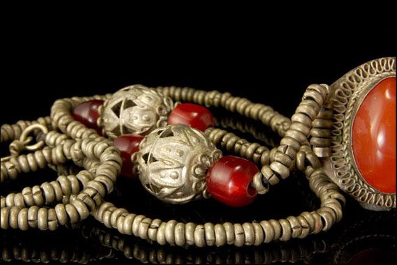 old Tibetan carnelian cabochon glass beads glass … - image 3
