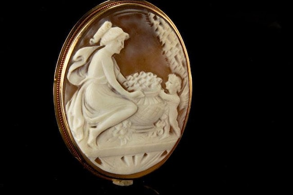 antique victorian greek women cupid carved cameo … - image 1