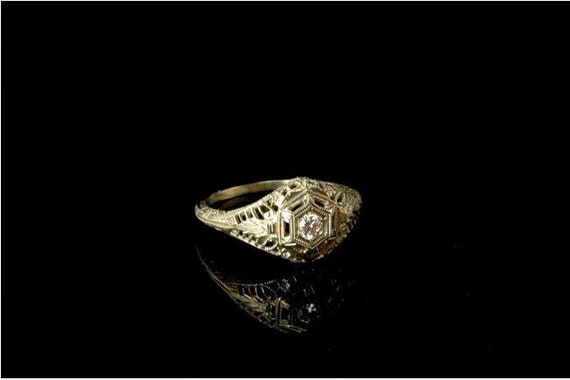 antique edwardian deco diamond 18k white gold fil… - image 6