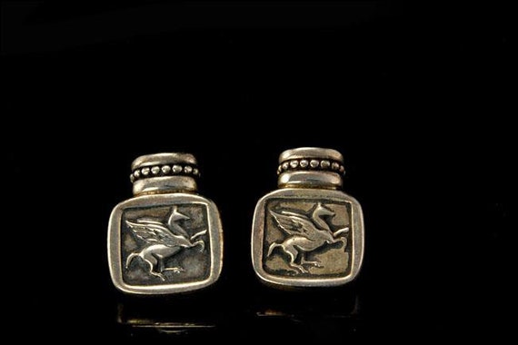 vintage 925 sterling silver pegasus stud earrings - image 4