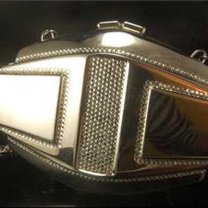 Bolso de mano vintage con cristales Swarovski en tono plateado de Whiting & Davis