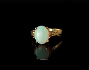 vintage light green purple blue opal 585 14k yellow gold ring