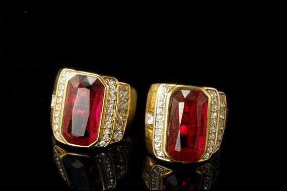 vintage nina ricci ruby art glass diamond rhinest… - image 2