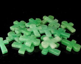 6 old collection of carved apple green jade cross charm pendants