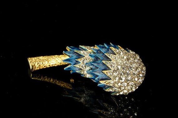 Broche étoile émaillée Bleue Nuit Avec Strass - Bijou Vintage, Occasion Bon état
