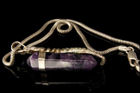 vintage sea dragon sterling amethyst necklace - image 2