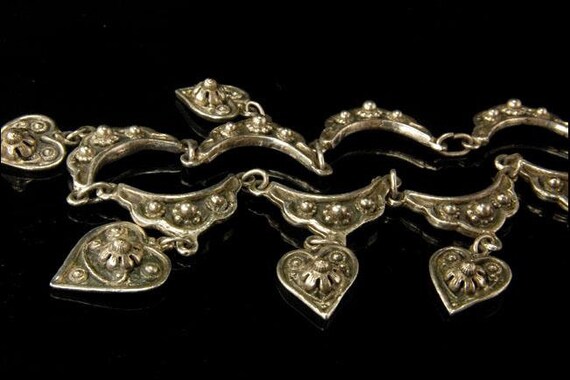 vintage signed etruscana rice weiner heart silver necklace