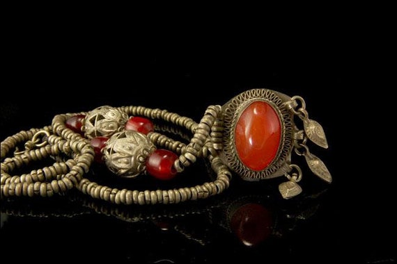 old Tibetan carnelian cabochon glass beads glass … - image 1