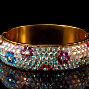 Vintage Kristall Kreation Blumen Gold Ton Armreif