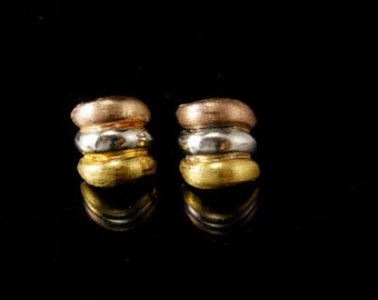 vintage pink white yellow gold 3 colors silver stud earrings