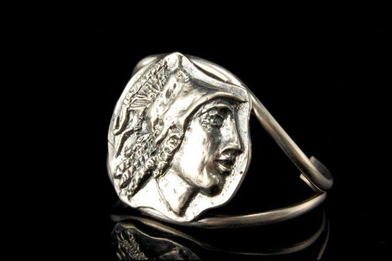 Vintage Victorian Lady Face Signed Sterling Cuff … - image 2