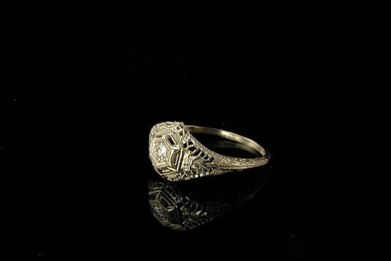 antique edwardian deco diamond 18k white gold fil… - image 2