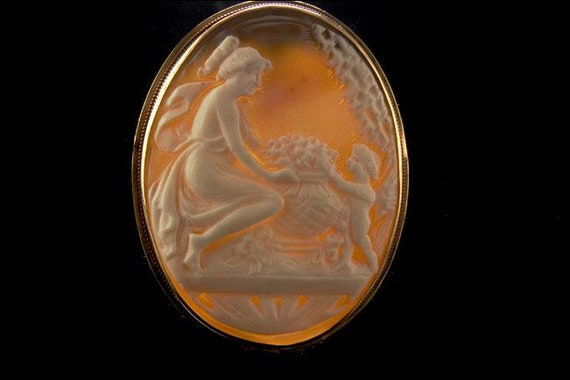 antique victorian greek women cupid carved cameo … - image 4
