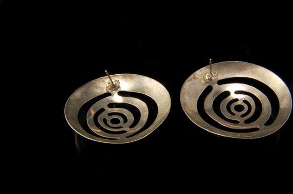 vintage modern signed maze sterling stud earrings - image 2