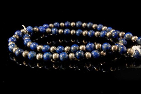 vintage lapis 925 sterling beads necklace - image 1